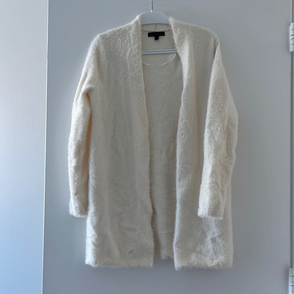 cream fuzzy oversized sweater from Banana Republic